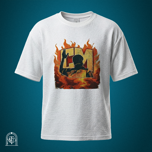 TVK "CM" Embers Graphic Tee - White French Terry Cotton