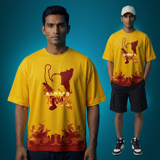 TVK French Terry Yellow Graphic Tee - Premium Look at ₹799 Midrange Price