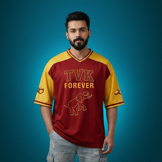 TVK Forever Collegiate Oversized Dot Knit Jersey - Maroon & Yellow